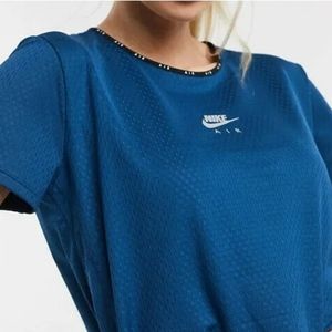 Nike Women's Air Short Sleeve Running Crop Top, Blue, Size XS